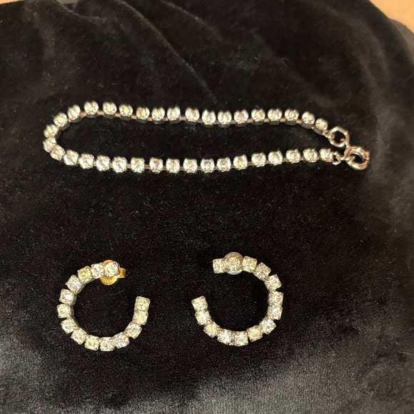 Sparkling faux diamond Bracelet and Hoop Earrings Set - Picture 1 of 7